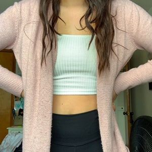 Light Pink Cardigan Sweater with Pockets